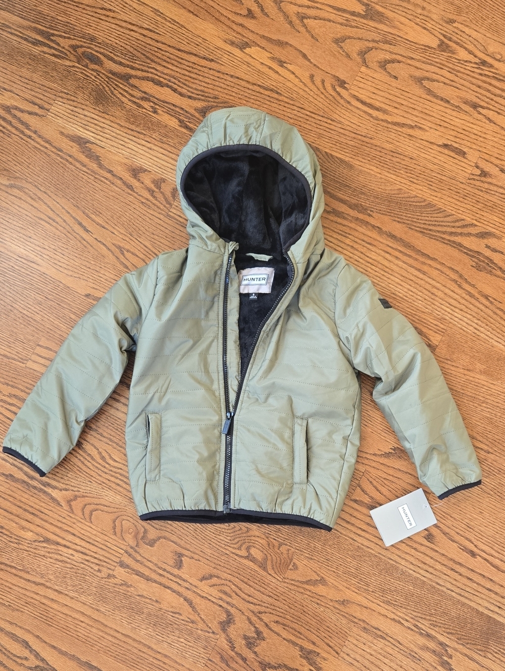 Hunter Kids' Olive Hooded Puffer Jacket